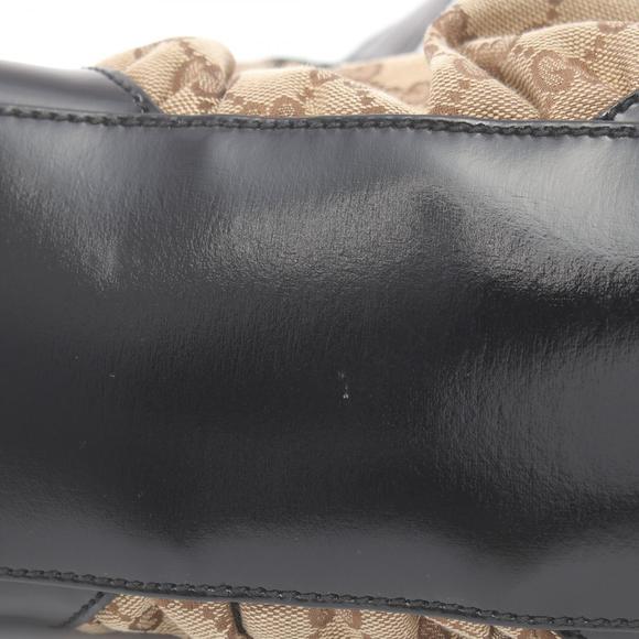 Gucci GG Canvas Tote Bag Patent Leather Beige Black - Picture 6 of 9